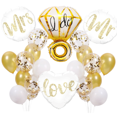 BALONY Rocznica Ślubu Wesele LOVE Mrs i Mr Zestaw dekoracji balonów HEL