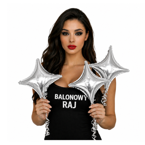 Balony foliowe gwiazdy srebrne MAŁE 3 sztuki do girlandy Gwiazdeczki zestaw