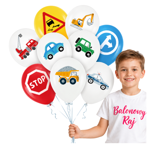 Balony lateksowe z nadrukiem Auta 12 cali 9 szt.png