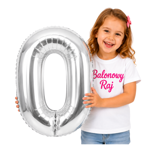 Balon foliowy srebrny cyfra 0 70cm srebrna numer zero (.png