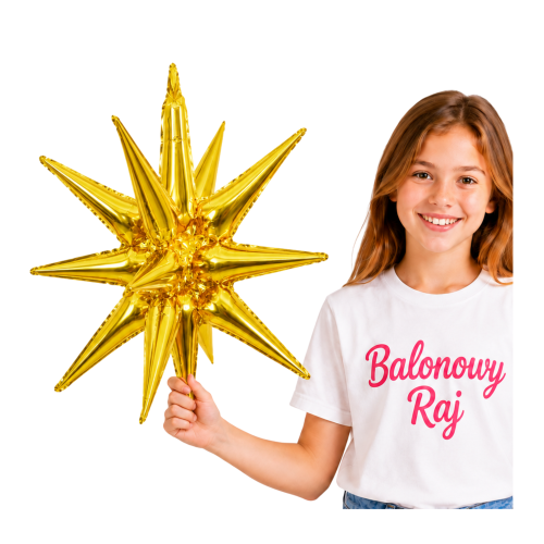 Balon foliowy gwiazda złota 3D NA ROCZEK metalik 40cm.png