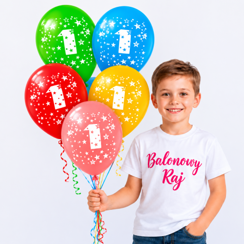 Balony lateksowe kolorowe z cyfrą 1 Roczek.png