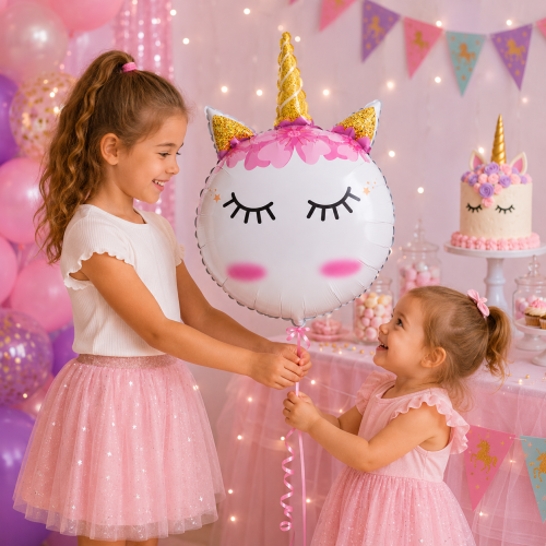 Balon foliowy jednorożec 88x57cm okrągły unicorn pastel .png