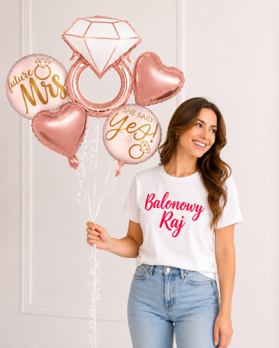 Zestaw balonów Wieczór Panieński pierścionek zaręczynowy serca Future Mrs She said Yes.png