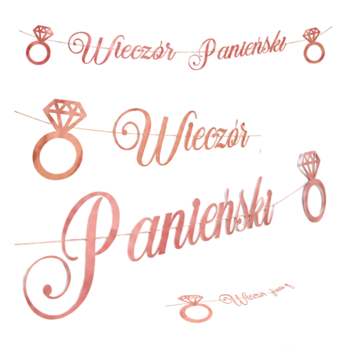 Baner Wieczór Panieński rose gold napis 150 cm