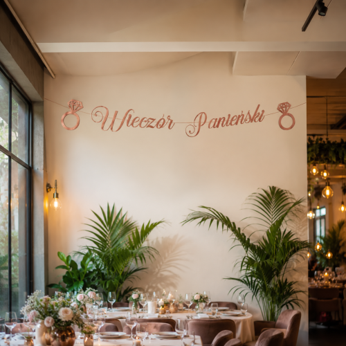 Baner Wieczór Panieński rose gold napis 150 cm.png