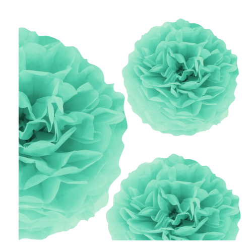 Pompon bibułowy jasny morski turkusowy 15 cm