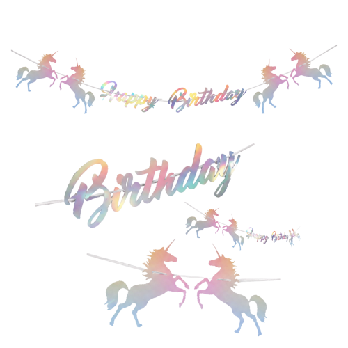 Baner Happy Birthday tęczowa girlanda Jednorożec