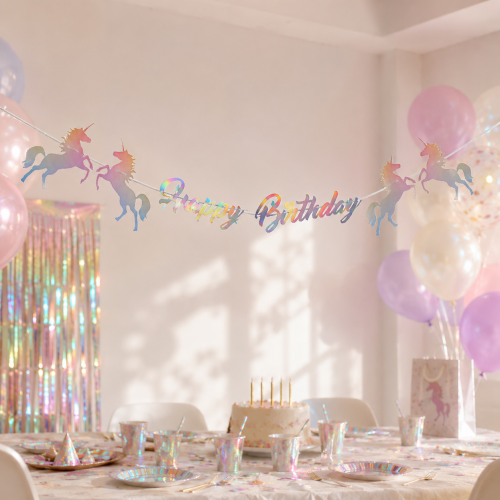 Baner Happy Birthday tęczowa girlanda Jednorożec.png