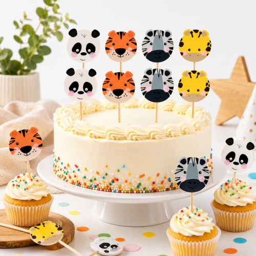 Topper pikery zwierzątka 8szt zoo na tort muffinki.png