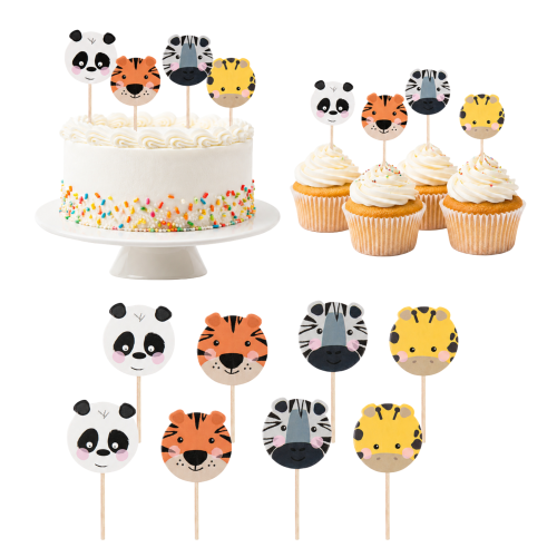 Topper pikery zwierzątka 8szt zoo na tort muffinki