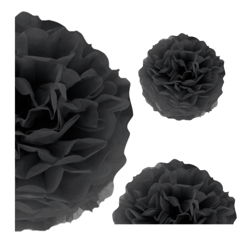 Pompon bibułowy czarny 15cm