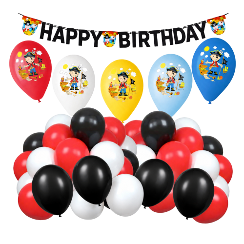 Zestaw balonów na Urodziny Pirackie chłopca Pirat Arr Balony Baner Happy Birthday