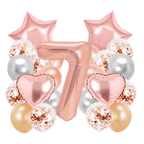 Zestaw dekoracji urodzinowych dla dziewczynki cyfra 0-9 100cm rose gold hel