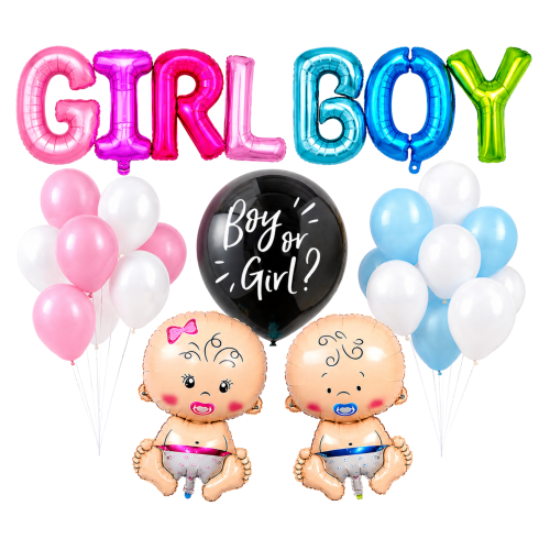 Dekoracje na Baby Shower Balon czarny Boy or Girl
