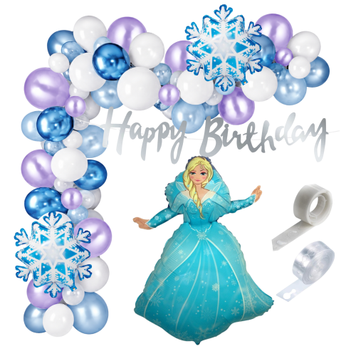 Girlanda balonowa Kraina Lodu Elza Śnieżynka Baner Happy Birthday Zestaw