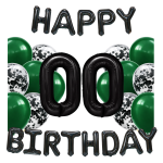 Balony na urodziny cyfry DOWOLNE czarne 0-9 butelkowa zieleń Happy Birthday