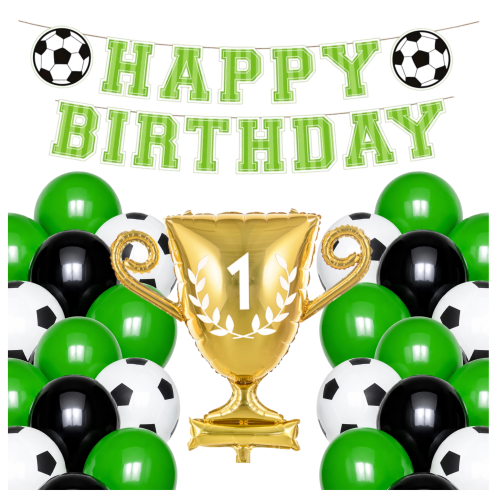 Zestaw balonów FOOTBALL piłka nożna urodziny piłkarza Baner Happy Birthday.png