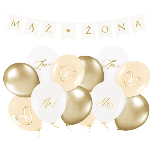 Balony na ROCZNICĘ ślubu wesele Ślub Baner Mąż Żona zestaw balonów MOCNE.png