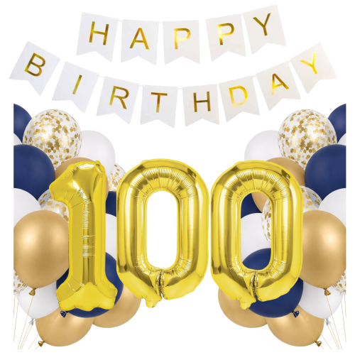Zestaw balonów na 100 urodziny cyfry złote 100cm Girlanda Happy Birthday.png