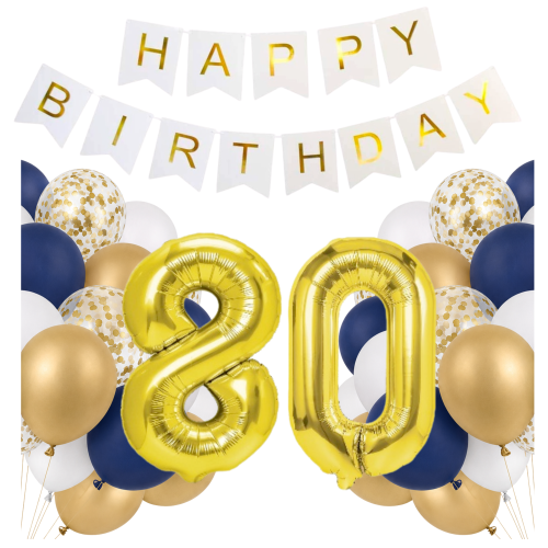 Zestaw balonów na 80 urodziny cyfry złote 100cm Girlanda Happy Birthday hel.png