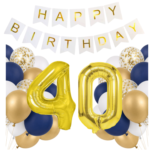 Zestaw balonów na 40 urodziny cyfry złote 100cm Girlanda Happy Birthday hel.png