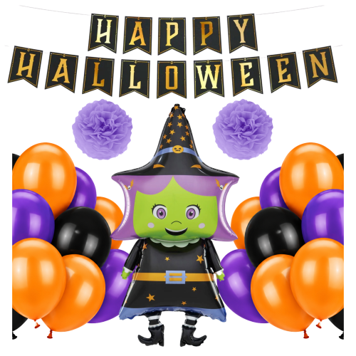 Zestaw balonów Halloween Baba Jaga Czarownica balony dekoracje.png