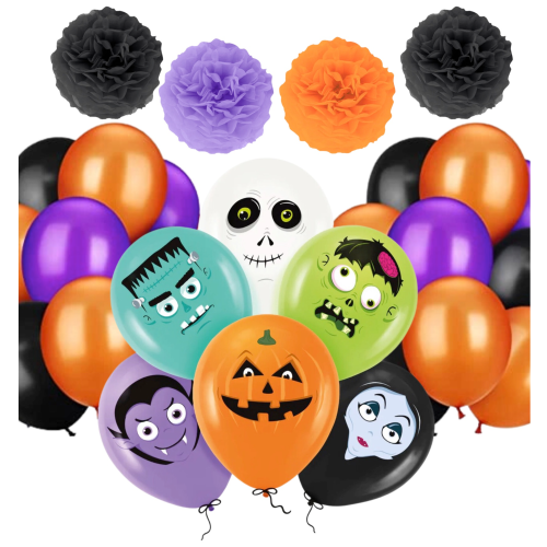 Zestaw balonów na Halloween Pompony Monsters Frankenstein Wampir dekoracje.png