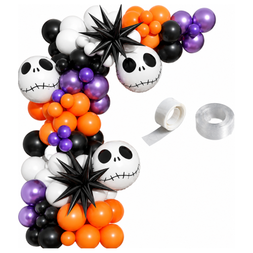 Girlanda balonowa na Halloween CZASZKA ZOMBI balony dekoracje taśma.png