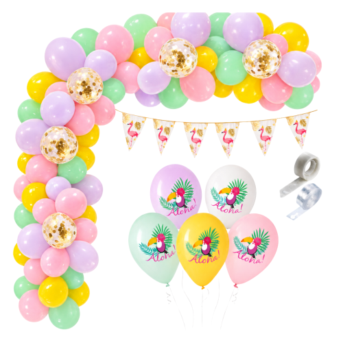 Girlanda balonowa Tukan Aloha Hawajskie Urodziny Hawaje Baner Flaming.png