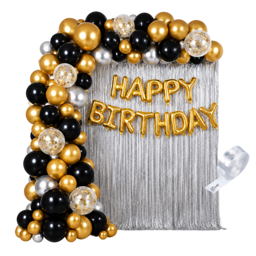 Girlanda balonowa URODZINOWA Napis Happy Birthday ścianka kurtyna .png