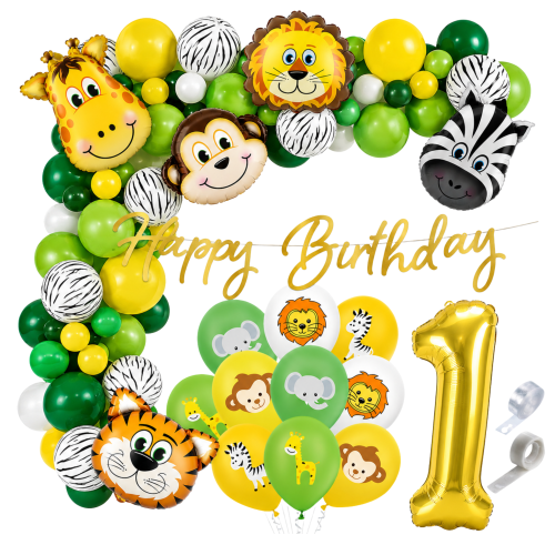 Girlanda SAFARI zestaw balonów ZOO Dżungla Baner Happy Birthday cyfra 0-9.png