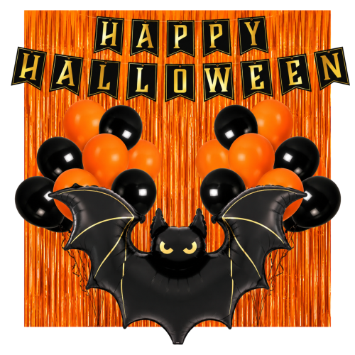 Zestaw dekoracji na Halloween z kurtyną Nietoperzem Ścianka do zdjęć Tło.png