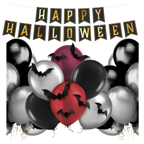 Zestaw balonów Halloween Nietoperze Girlanda papierowa BANER.png