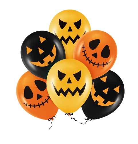 Balony Strachy Halloween mix 12cali 6szt.zestaw.jpg