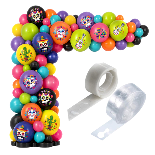 Girlanda balonowa Meksykański Halloween Czaszka Kaktus Fiesta zestaw balonów.png