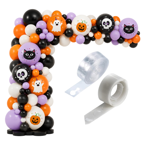 Zestaw na Halloween balony girlanda balonowa Kotki Duchy Dynie taśma kropki
