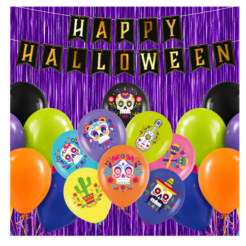 Zestaw na Meksykański Halloween Baner girladnda papierowa Kurtyna 2m.png