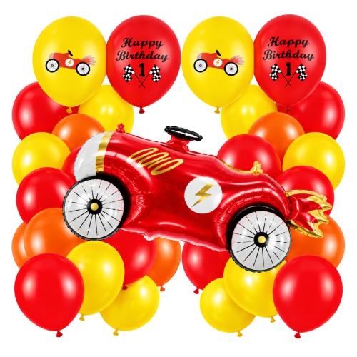 Zestaw balonów URODZINY chłopca auto RETRO samochód Roczek.png