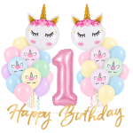 Zestaw Balonów Jednorożec ROCZEK URODZINY Baner Girlanda Happy Birthday