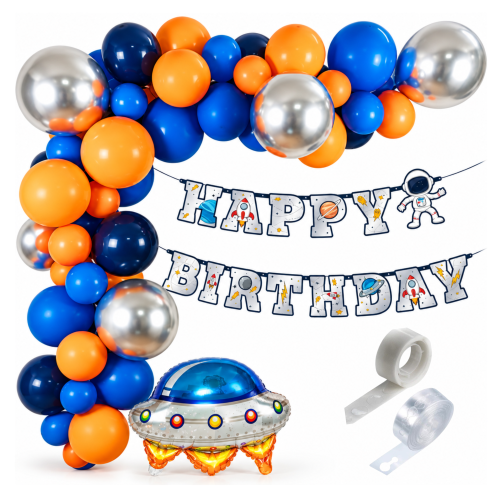Girlanda balonowa kosmos UFO Baner Happy Birthday urodziny chłopca taśma