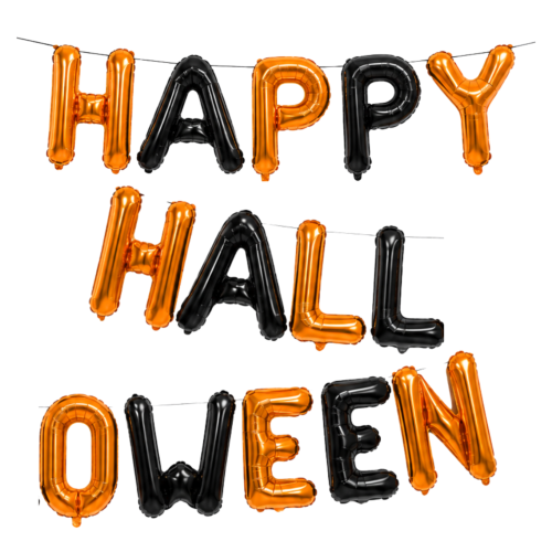 Balony foliowe napis Happy Halloween czarno-pomarańczowe