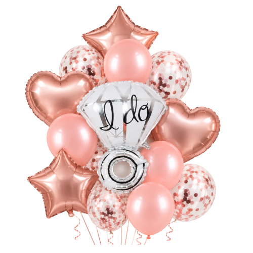 Balony na zaręczyny Pierścionek I do Rose Gold Zestaw balonów oświadczyny.png