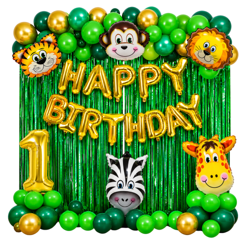 Girlanda balonowa Safari z kurtyną Zwierzęta napis Happy Birthday Roczek.png