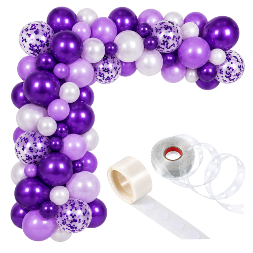 Girlanda balonowa Fioletowa Urodziny Fioletowe Balony Zestaw taśma Roczek.png