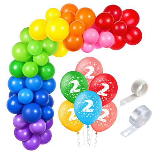 Girlanda balonowa 2 urodziny kolorowa balony z nadrukiem urodziny taśma