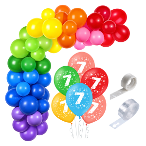 Girlanda balonowa 7 urodziny kolorowa balony z nadrukiem urodziny taśma