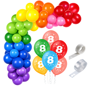 Girlanda balonowa 8 urodziny kolorowa balony z nadrukiem urodziny taśma
