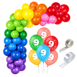 Girlanda balonowa 9 urodziny kolorowa balony z nadrukiem urodziny taśma