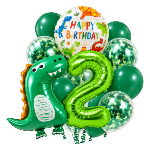 Zestaw balonów z Dinozaurami BUKIET Happy Birthday BALON BOBO prezent HEL
